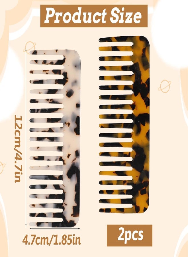 Larrel 2 Pcs Travel Comb, Portable Mini Wide Tooth Comb No Handle Pocket Size Combs for Women for Thick Curly Wavy Wet and Dry Hair (Beige, Tortoise Shell) - Image 2